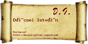 Décsei István névjegykártya